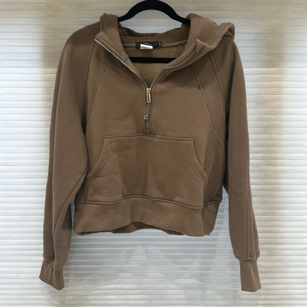 Trendy Queen Women’s “Scuba like” Mocha hooded sweatshirt - Size M